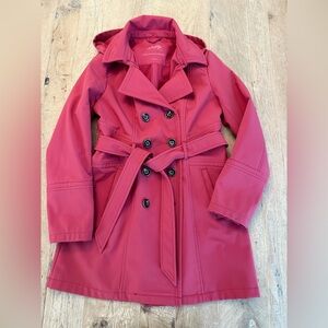 Sebby Collection Women's Soft Shell Trench Coat with Detachable Hood M